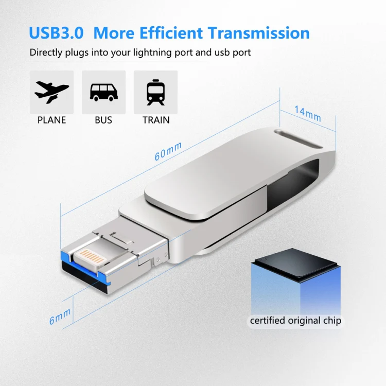32GB USB 3.0 + 8 Pin + USB-C / Type-C 3 in 1 Phone Computer Metal Rotatable U-Disk(Black) - Image 3