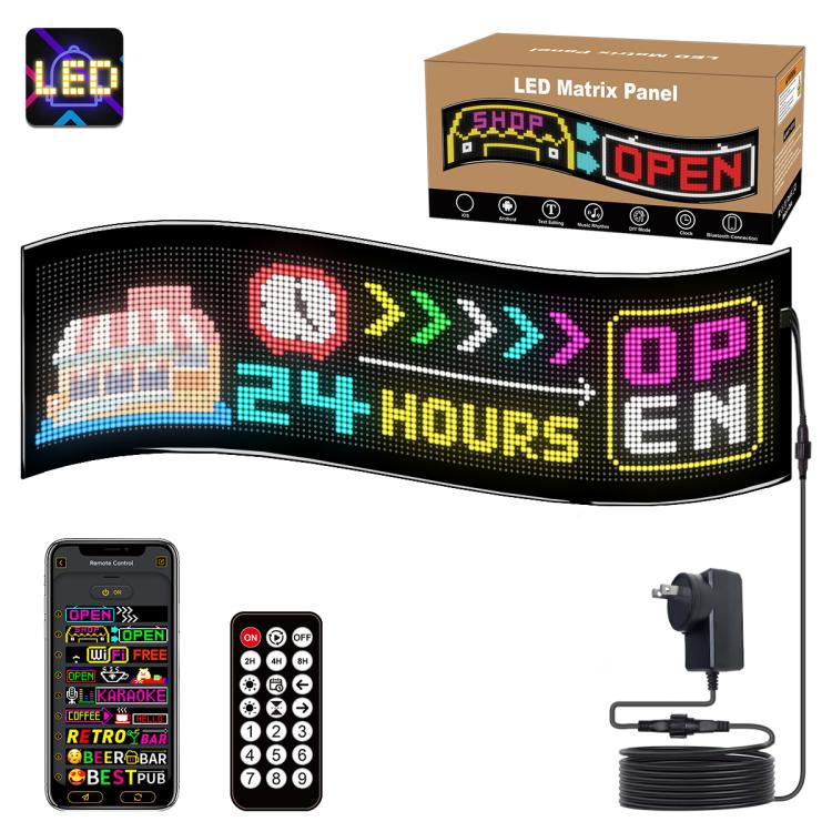 32x128 Pixels Dual Row Ultra-Thin LED Flexible Advertising Matrix Display Screen, Size: 98 x 28cm(EU Plug)