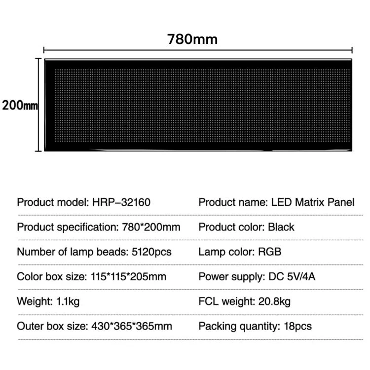 32x160 Pixels Double Row Ultra-Thin Waterproof LED Flexible Advertising Matrix Display Screen(US Plug) - Image 15