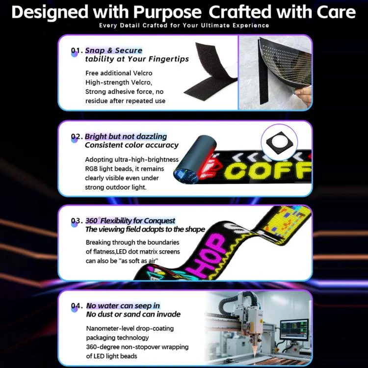 32x256 Pixels Dual Row Ultra-Thin LED Flexible Advertising Matrix Display Screen, Size: 192 x 28cm(UK Plug) - Image 8