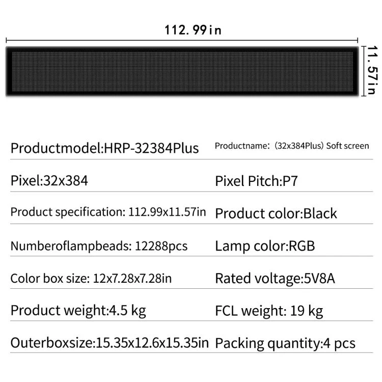 32x384 Pixels Dual Row Ultra-Thin LED Flexible Advertising Matrix Display Screen, Size: 287 x 29.4cm(EU Plug) - Image 10
