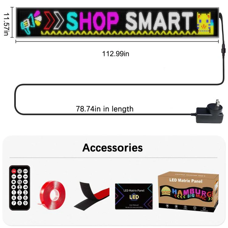 32x384 Pixels Dual Row Ultra-Thin LED Flexible Advertising Matrix Display Screen, Size: 287 x 29.4cm(UK Plug) - Image 11
