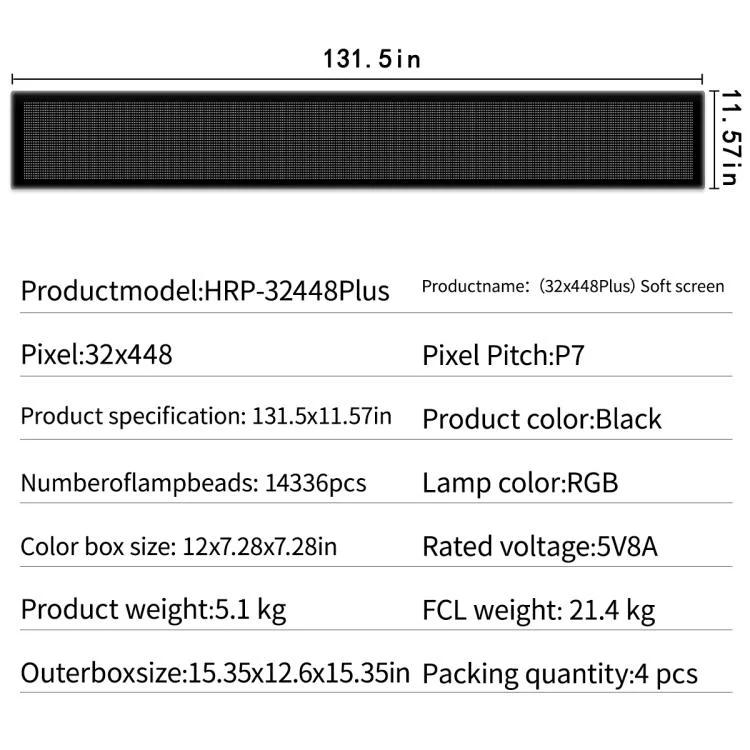 32x448 Pixels Dual Row Ultra-Thin LED Flexible Advertising Matrix Display Screen, Size: 334 x 29.4cm(UK Plug) - Image 10