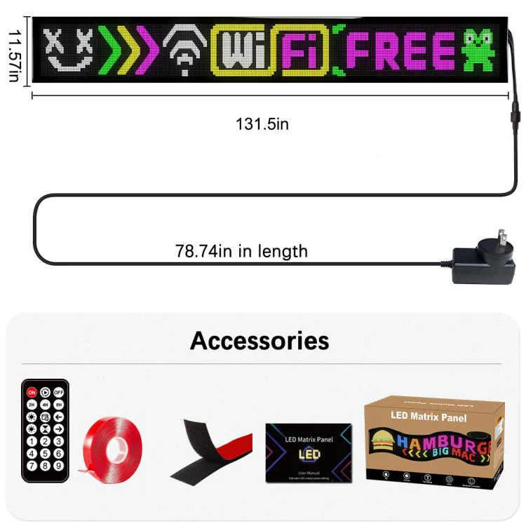 32x448 Pixels Dual Row Ultra-Thin LED Flexible Advertising Matrix Display Screen, Size: 334 x 29.4cm(UK Plug) - Image 11