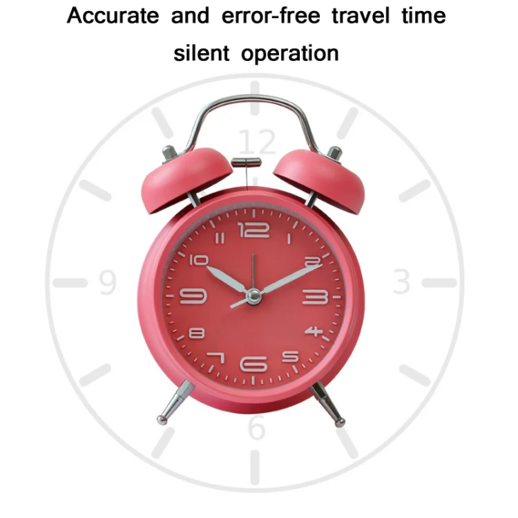 3304T Bedroom Bedside Multifunctional Bell Metal Alarm Clock With Night Light(Navy Blue) - Image 4
