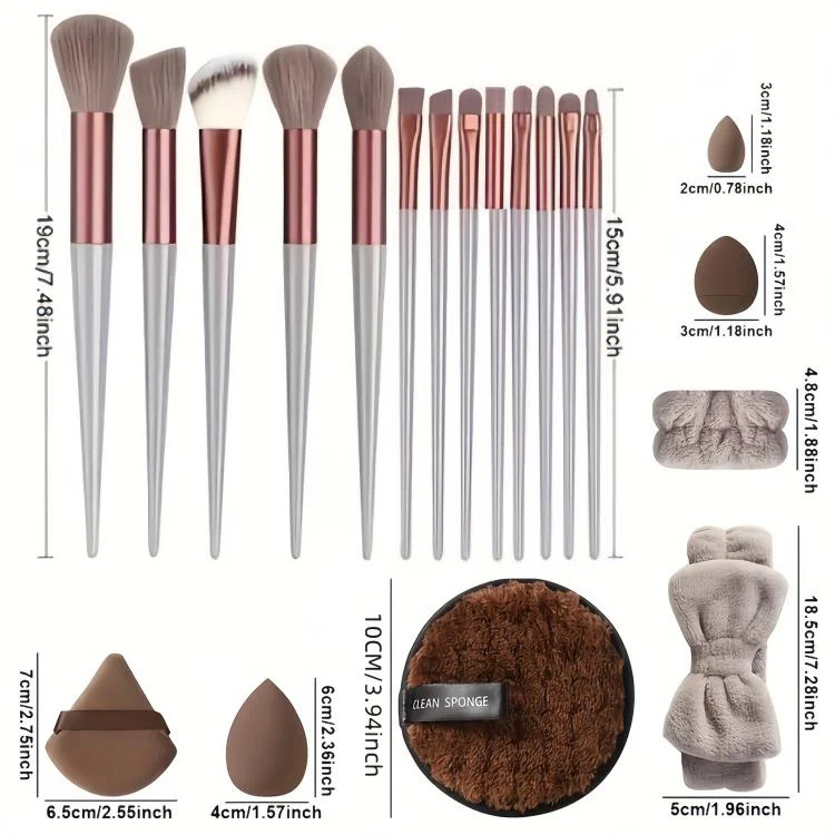 33pcs /Set Makeup Facial Cleansing Puff Makeup Tool Set, Color: Brown - Image 3