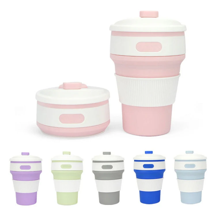 350ml Folding Portable Silicone Coffee Cup Multi-function Travel Cup (Grey) - Image 10