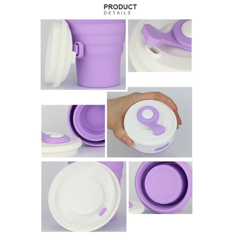 350ml Folding Portable Silicone Coffee Cup Multi-function Travel Cup (Grey) - Image 6