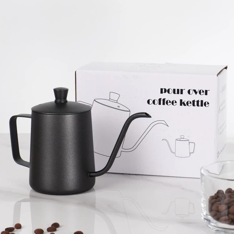 350ml Swan-Necked Narrow-Mouth Stainless Steel Pour-Over Coffee Pot with Lid(Silver) - Image 8