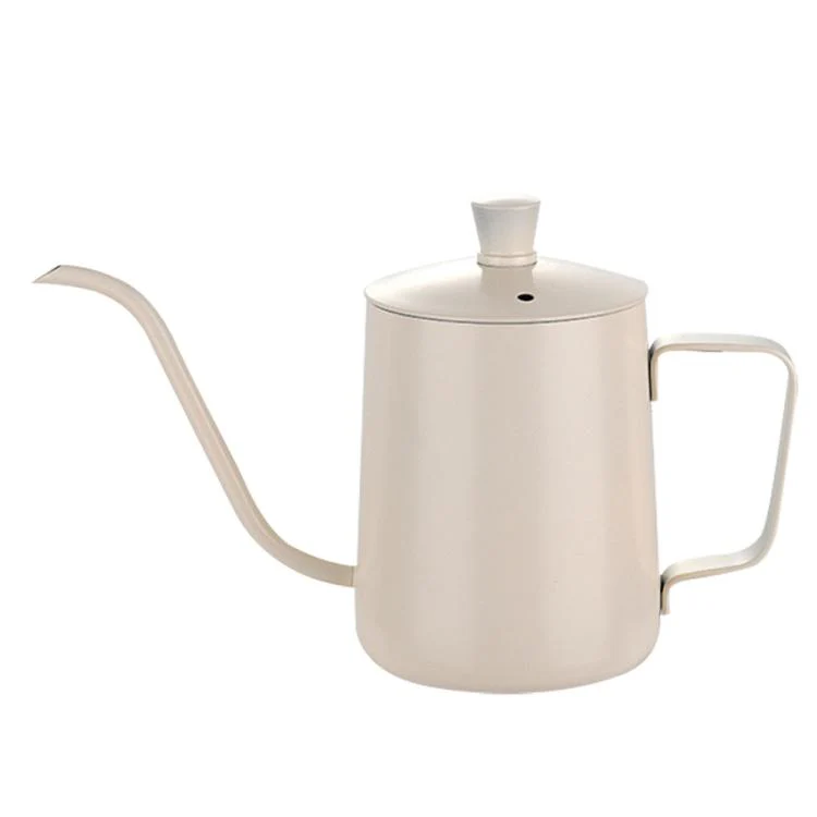 350ml Swan-Necked Narrow-Mouth Stainless Steel Pour-Over Coffee Pot with Lid(White)