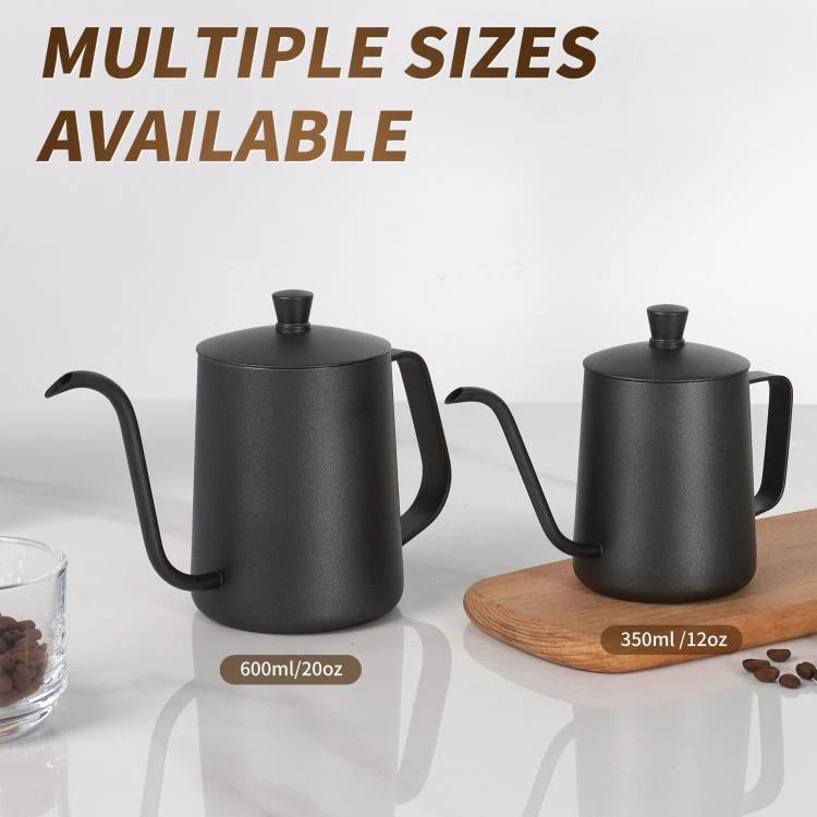 350ml Swan-Necked Narrow-Mouth Stainless Steel Pour-Over Coffee Pot with Lid(White) - Image 6