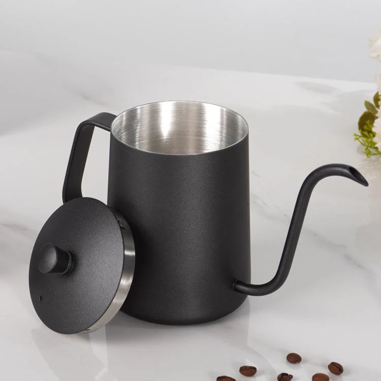 350ml Swan-Necked Narrow-Mouth Stainless Steel Pour-Over Coffee Pot with Lid(White) - Image 9
