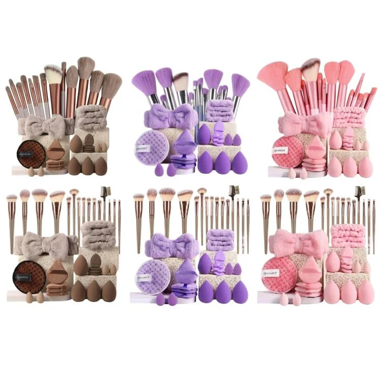 35pcs /Set Makeup Facial Cleansing Puff Makeup Tool Set, Color: Purple - Image 2