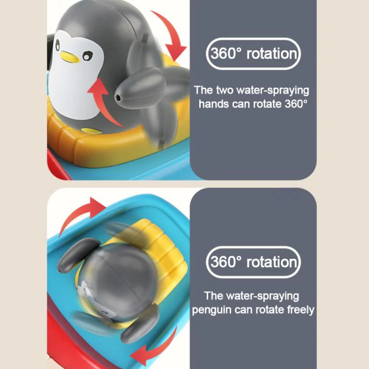 360-degree Rotating Electric Water-spraying Penguin Boat Children Bath Toy - Image 4