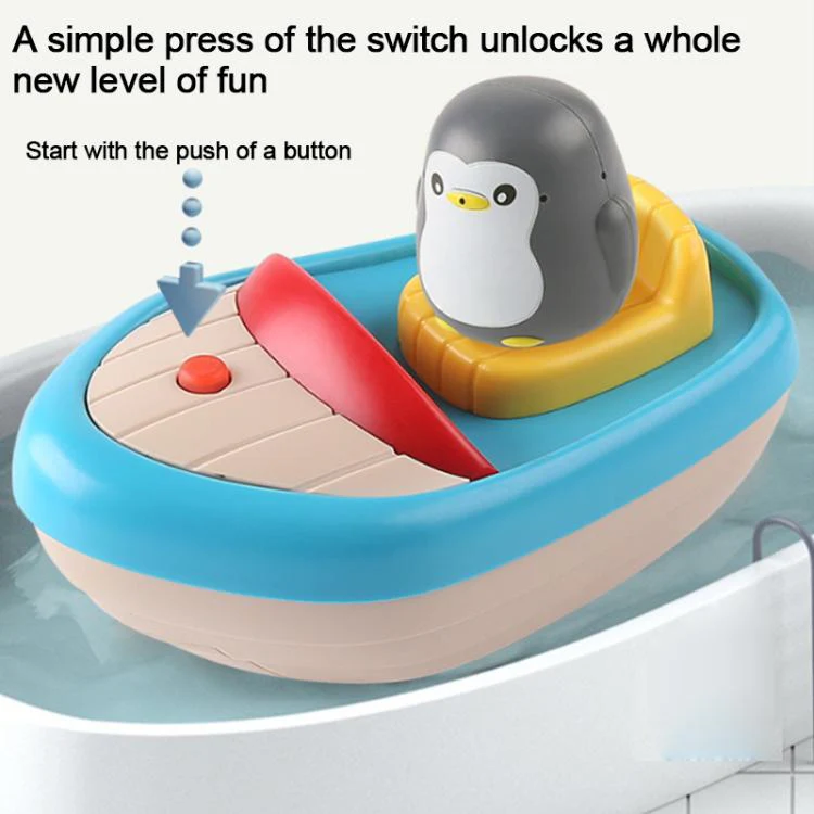 360-degree Rotating Electric Water-spraying Penguin Boat Children Bath Toy - Image 6
