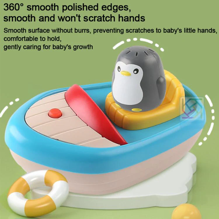 360-degree Rotating Electric Water-spraying Penguin Boat Children Bath Toy - Image 7