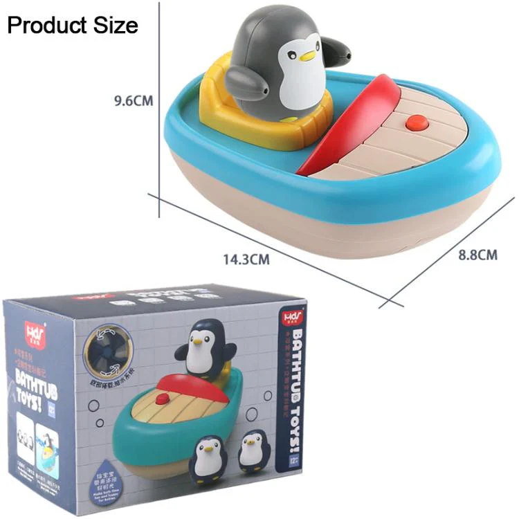 360-degree Rotating Electric Water-spraying Penguin Boat Children Bath Toy - Image 9