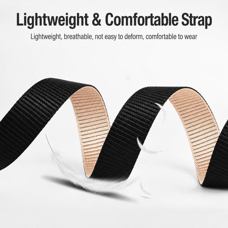 360 Degree Rotating Pin Buckle Belt Men Casual Nylon Alloy Belt, Length: 105cm(Black Khaki) - Image 5