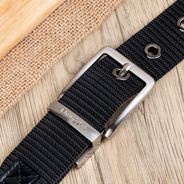 360 Degree Rotating Pin Buckle Belt Men Casual Nylon Alloy Belt, Length: 105cm(Brown Khaki) - Image 3