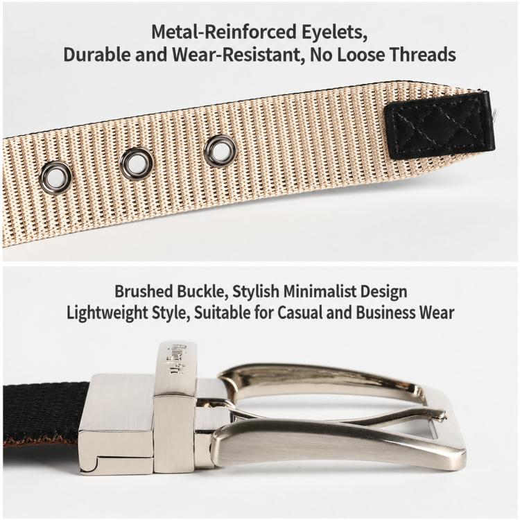 360 Degree Rotating Pin Buckle Belt Men Casual Nylon Alloy Belt, Length: 115cm(Army Green Khaki) - Image 6