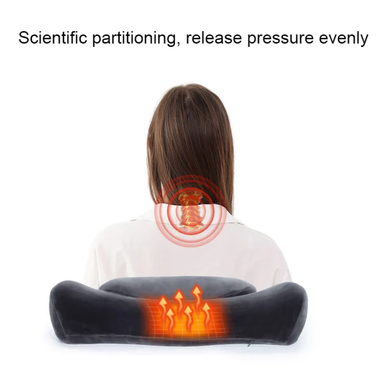 3D Slow Rebound Memory Foam Heating Massage Pillow(Deep Gray) - Image 5