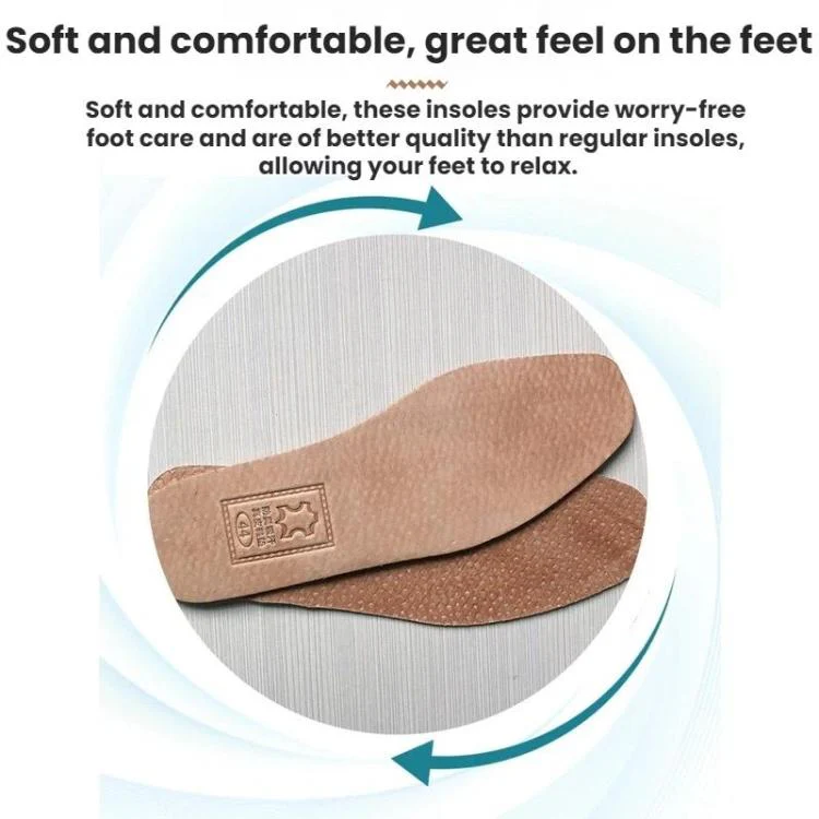 3pairs Shock-Absorbing Thickened Sweat-Absorbing Breathable Cowhide Leather Insoles, Size: 40 - Image 3