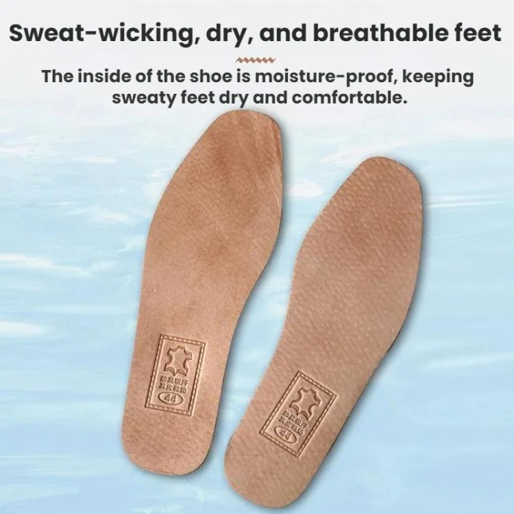3pairs Shock-Absorbing Thickened Sweat-Absorbing Breathable Cowhide Leather Insoles, Size: 42 - Image 5