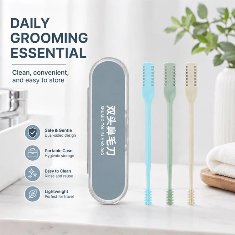 3pcs/Pack 360 Degree Rotating Double Blade Design Double Head Nose Hair Razor(Creamy Yellow+Blue+Green) - Image 10