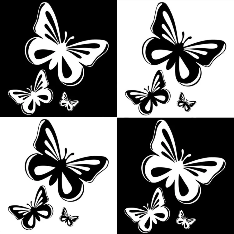 3pcs /Set Butterfly Hollow Car Scratch Decorative Fuel Tank Cap Sticker(Black) - Image 2