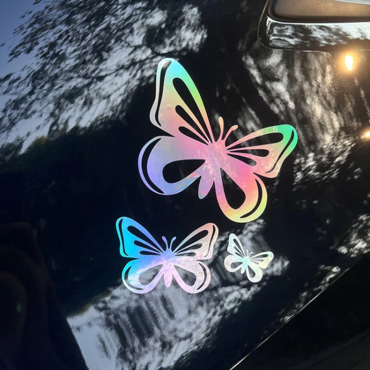 3pcs /Set Butterfly Hollow Car Scratch Decorative Fuel Tank Cap Sticker(Black) - Image 3