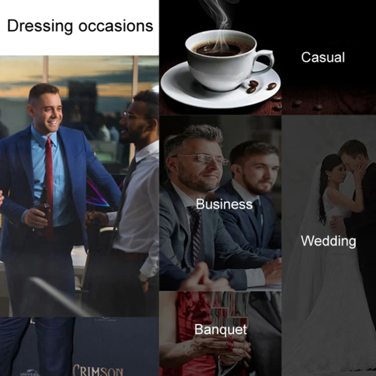 3pcs /Set Men Formal Business Suit Blazers Wedding Dress Groom Group Suits, Size: XL(2 Button Black Jacket+Vest+Pants) - Image 9