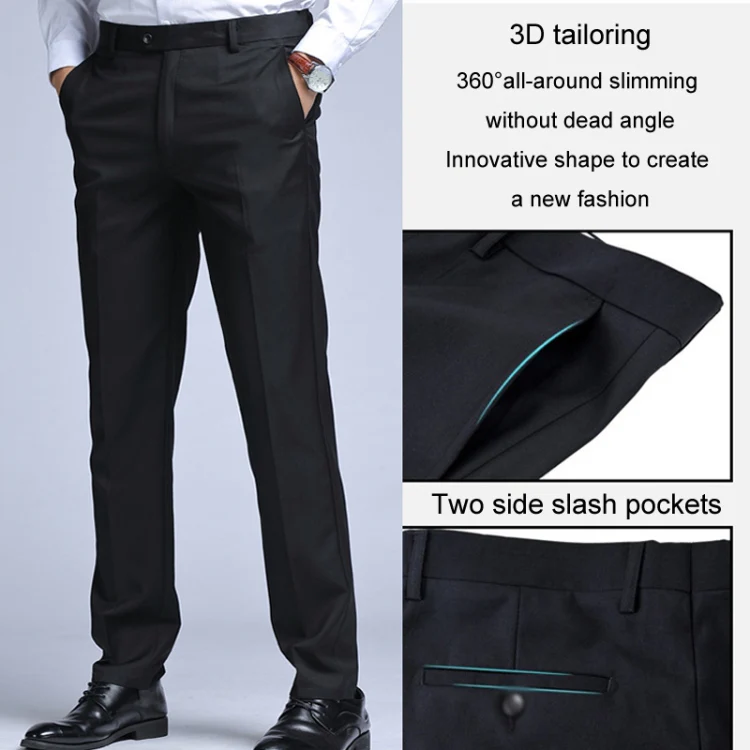 3pcs /Set Men Formal Business Suit Blazers Wedding Dress Groom Group Suits, Size: XXL(1 Button Navy Jacket+Shirt+Pants) - Image 6