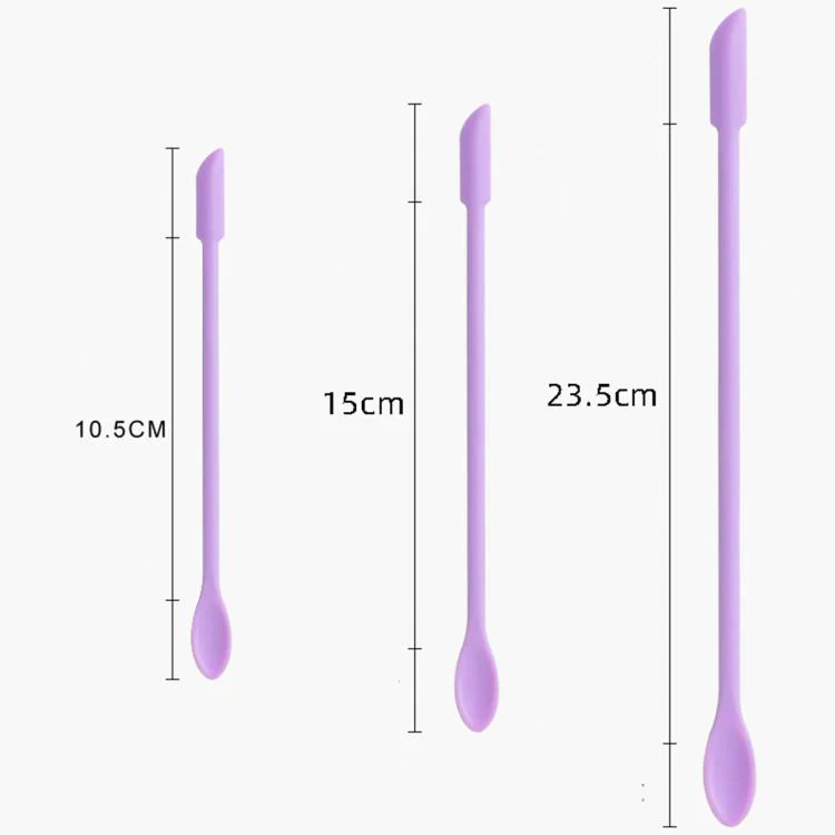 3pcs / Set Mini Double-headed Cosmetic Bottle Silicone Scraper Spoon(Black) - Image 2