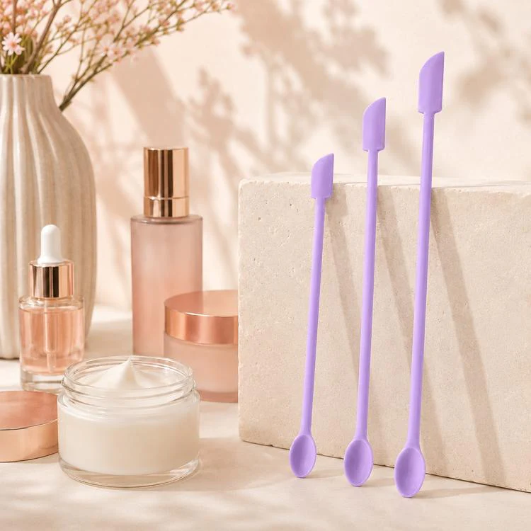 3pcs / Set Mini Double-headed Cosmetic Bottle Silicone Scraper Spoon(Purple)