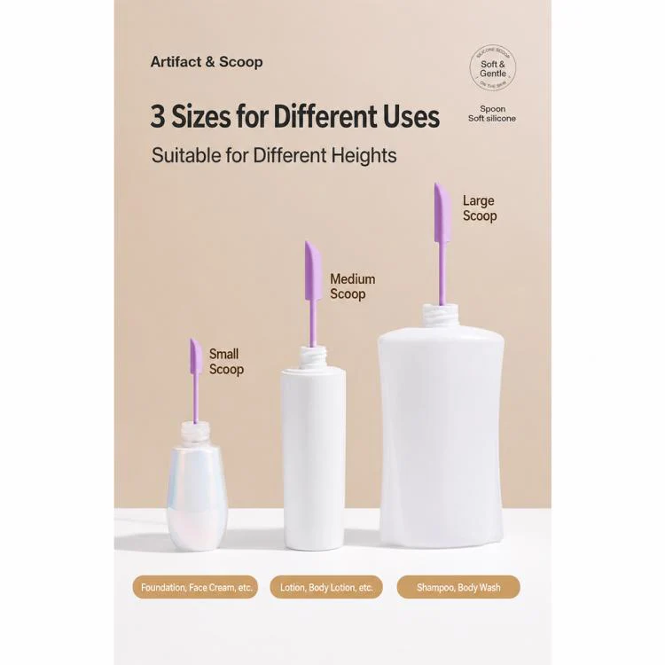 3pcs / Set Mini Double-headed Cosmetic Bottle Silicone Scraper Spoon(Purple) - Image 8