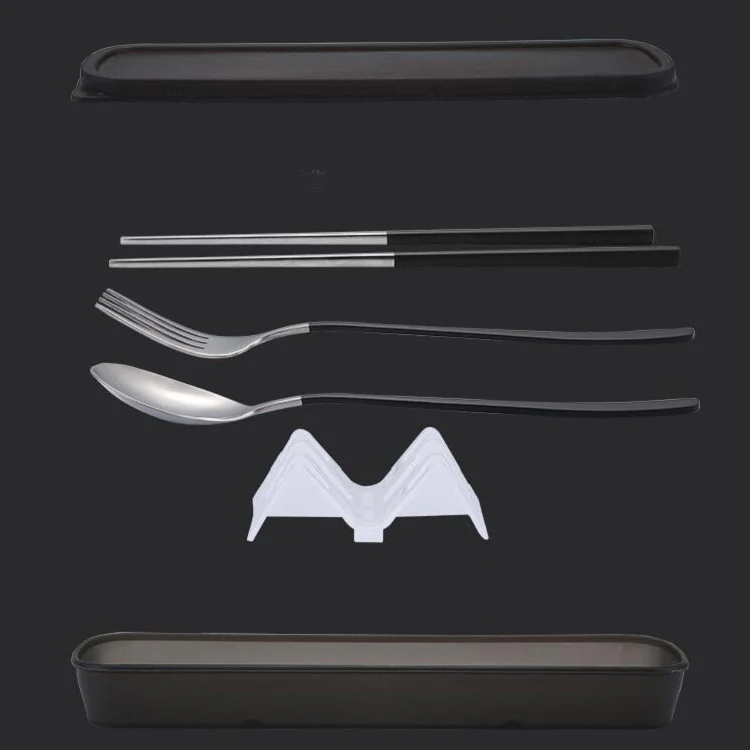 3pcs / Set Portable Stainless Steel Tableware Creative Set Chopsticks Spoon Fork Gift, Color:Pink - Image 3