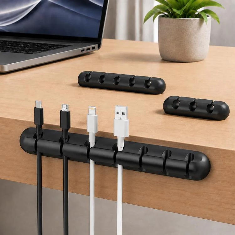 3pcs / Set Silicone Cable Storage Organizer Holder(Black)
