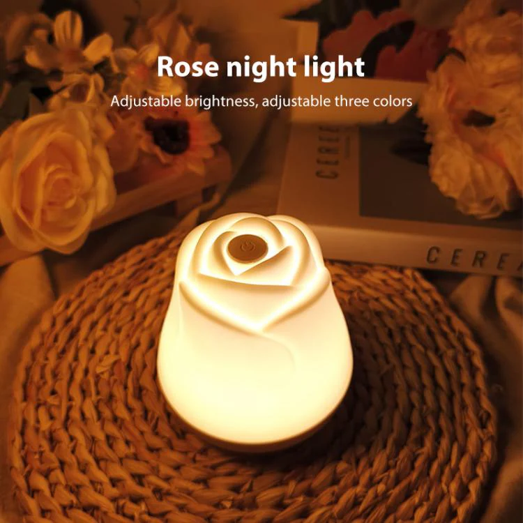 3W Rose Night Light Bedside Touch Sensor Ambient Lighting, Style:USB Power(White) - Image 4