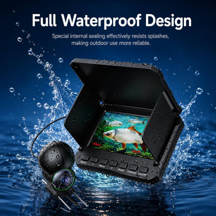 4.3 inch Fully Waterproof Screen + Fish Finder With Temperature & Depth Sensors HD Visual Underwater Fishing Probe, Length: 15m - Image 5