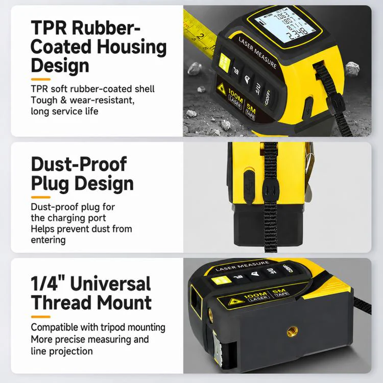4 in 1 High-Precision Infrared Cross Line Bluetooth Laser Rangefinder, Measuring Distance:40m(Yellow) - Image 13