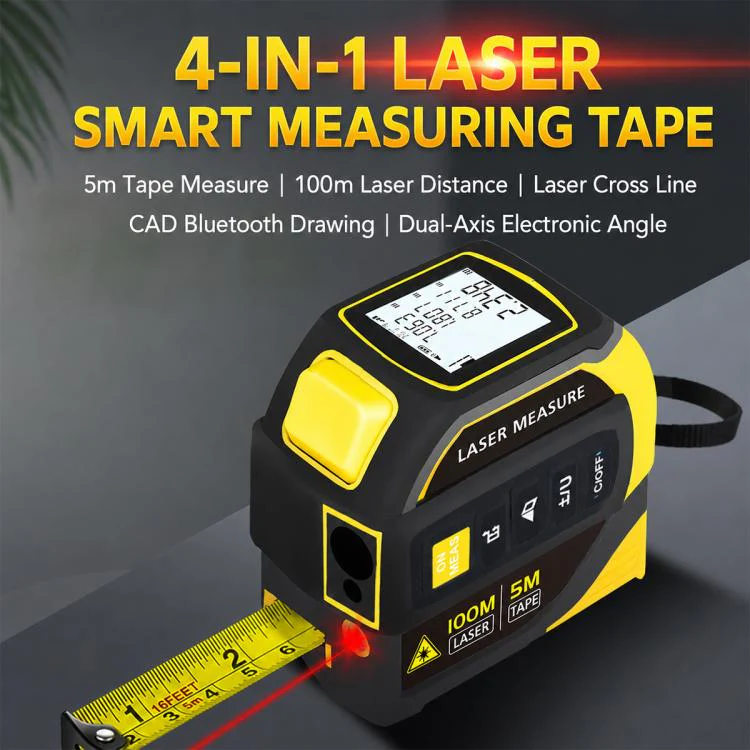 4 in 1 High-Precision Infrared Cross Line Bluetooth Laser Rangefinder, Measuring Distance:40m(Yellow) - Image 3