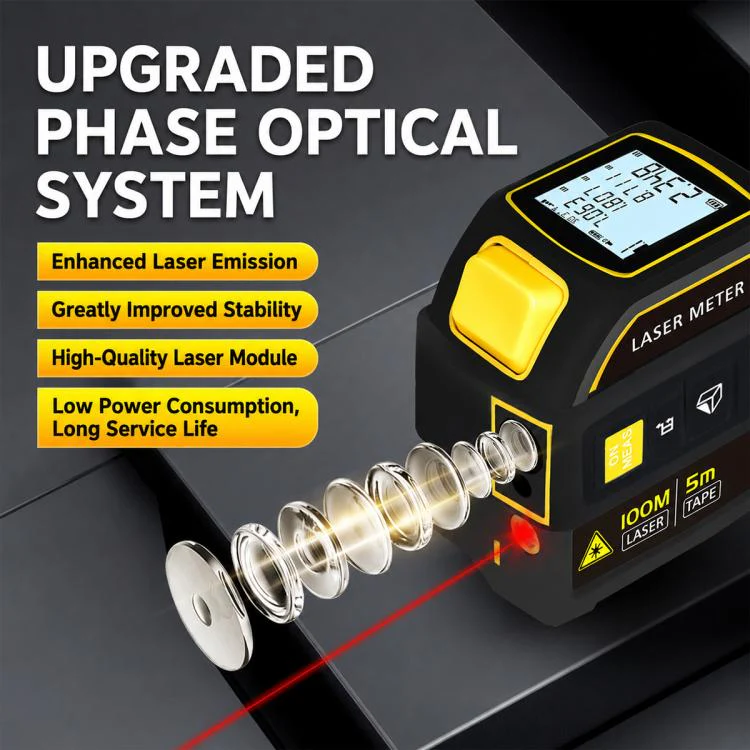 4 in 1 High-Precision Infrared Cross Line Bluetooth Laser Rangefinder, Measuring Distance:80m(Yellow) - Image 10