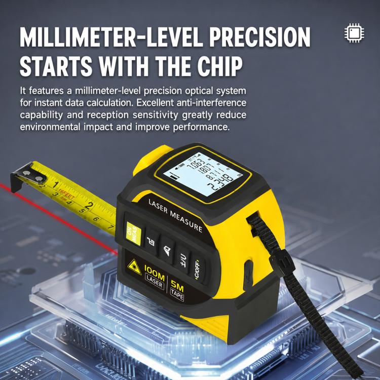4 in 1 High-Precision Infrared Cross Line Bluetooth Laser Rangefinder, Measuring Distance:80m(Yellow) - Image 11