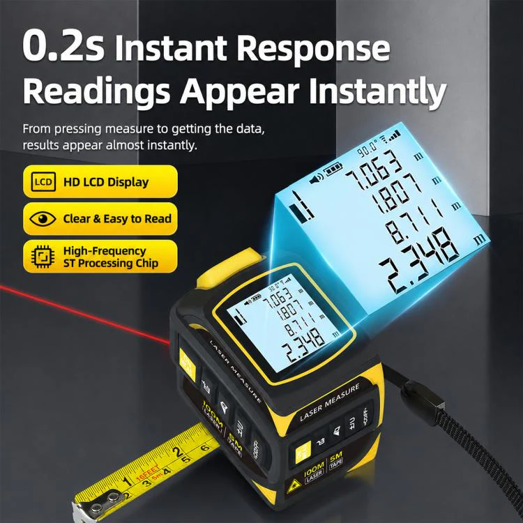 4 in 1 High-Precision Infrared Cross Line Bluetooth Laser Rangefinder, Measuring Distance:80m(Yellow) - Image 14