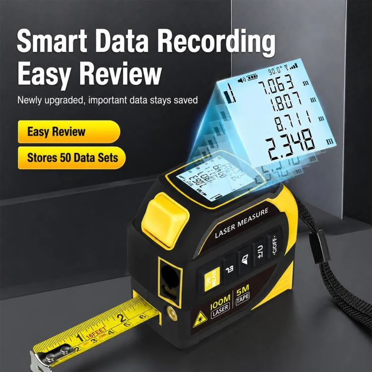 4 in 1 High-Precision Infrared Cross Line Bluetooth Laser Rangefinder, Measuring Distance:80m(Yellow) - Image 16