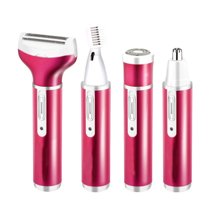 4 In 1  USB Rechargeable Vibrissa Eyebrows Trimmer Body Hair Denuding Machine Set with USB Cable(Purple) - Image 2