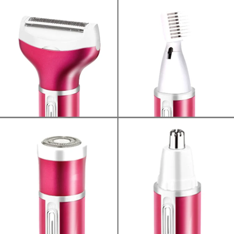 4 In 1  USB Rechargeable Vibrissa Eyebrows Trimmer Body Hair Denuding Machine Set with USB Cable(Purple) - Image 3