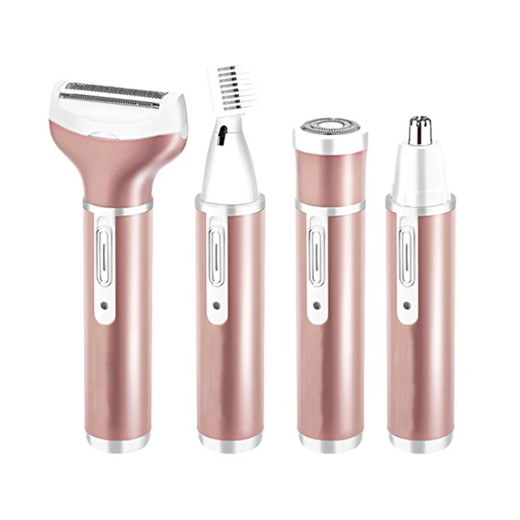 4 In 1  USB Rechargeable Vibrissa Eyebrows Trimmer Body Hair Denuding Machine Set(Rose Gold) - Image 2