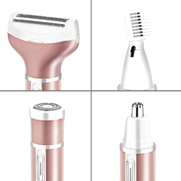 4 In 1  USB Rechargeable Vibrissa Eyebrows Trimmer Body Hair Denuding Machine Set(Rose Gold) - Image 3