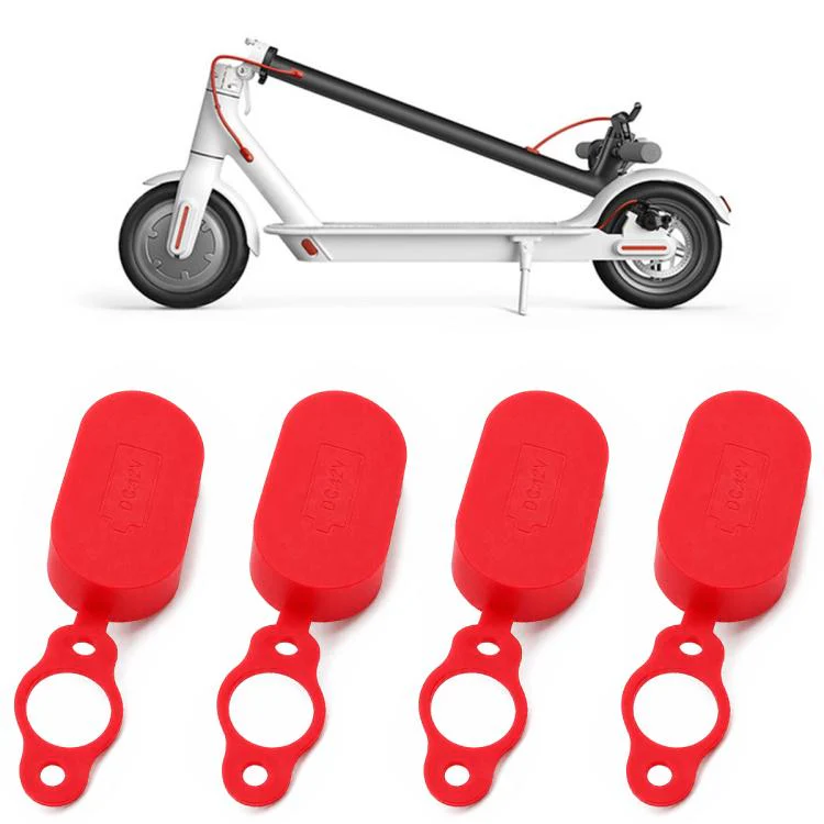 4 PCS Silicone Charging Port Waterproof Cover Dust-proof Plug Electric Scooter Accessories for Xiaomi Mijia M365(Red)